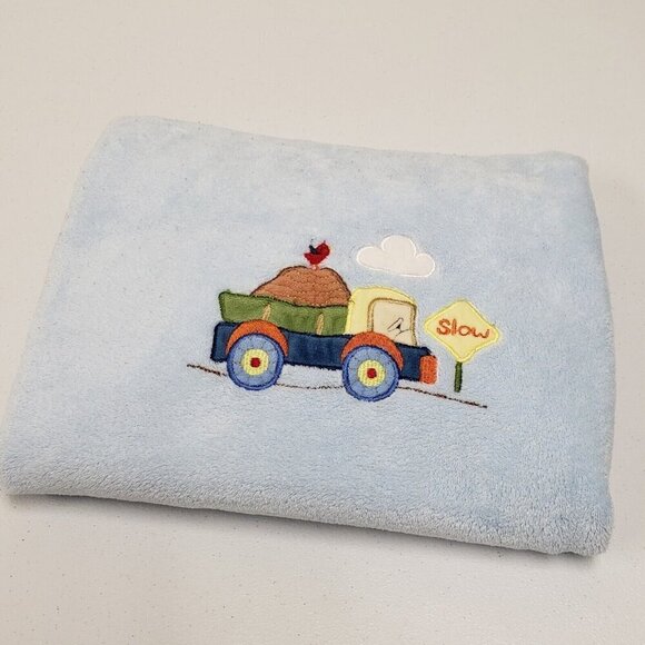 Circo Baby Blanket Blue Dump Truck Slow Sign Red Bird Target - Picture 1 of 8